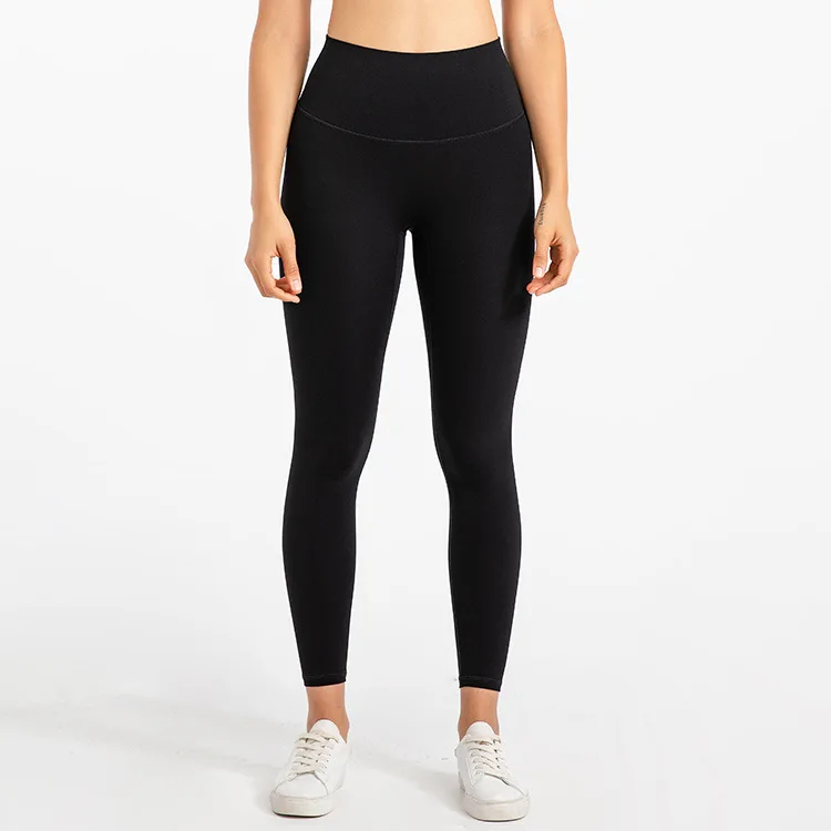 Ladies No Front Seam High Waist Workout Gym Pants Compression Yoga ...