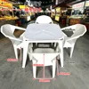 White integrated square table and four chairs