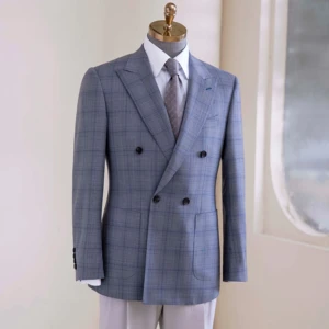 Haute Couture Men's Custom Wedding Suit High Quality Wool Fabric Double Breasted V-Neck Collar Plus Size Design Bespoke Blazers