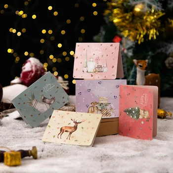 CreativeVintage Christmas Embossed Thank You Card Printed Custom ChristmasEve Souvenir Card Business Cute Greeting Card GiftCard