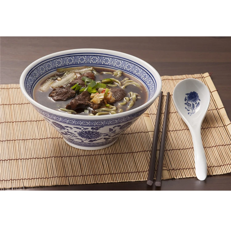 Melamine Korea Style Round Bowls Bibimbap Ramen Pho Cold Noodle Soup Bowl Black 