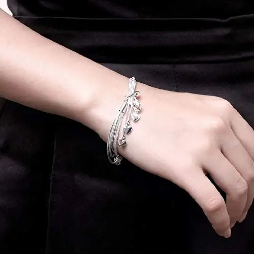 New Hot Love Heart String Chain Bracelet Bangle Silver Plated Charm Jewelry