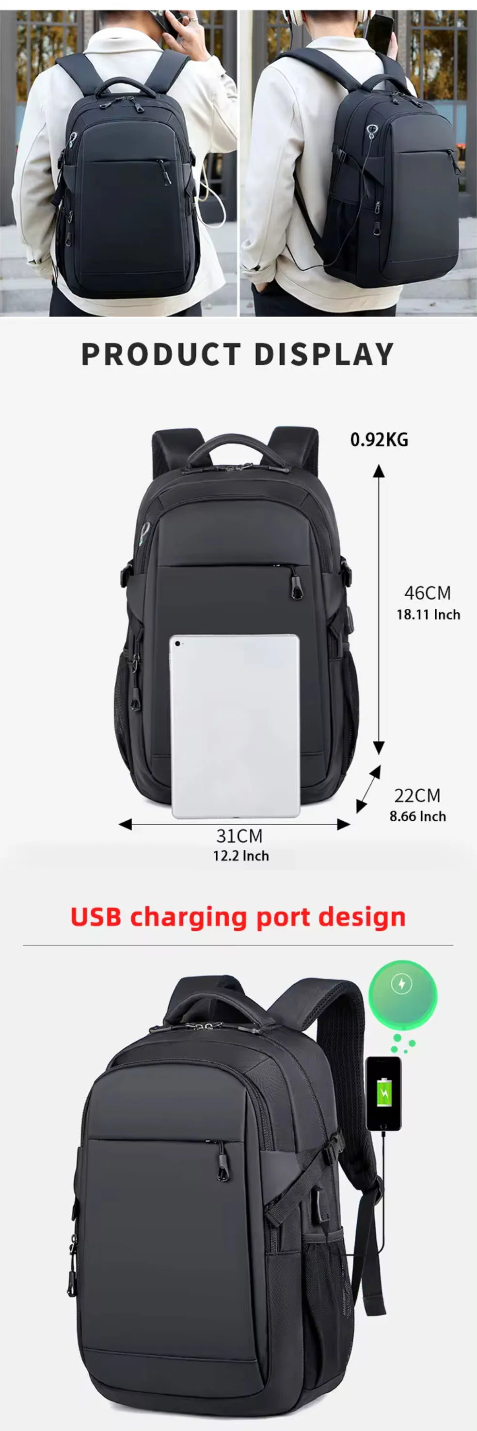 product laudtec 173 inch laptop backpack waterproof men business shockproof bag school mochilas usb trolley computer custom logo dnb75-28