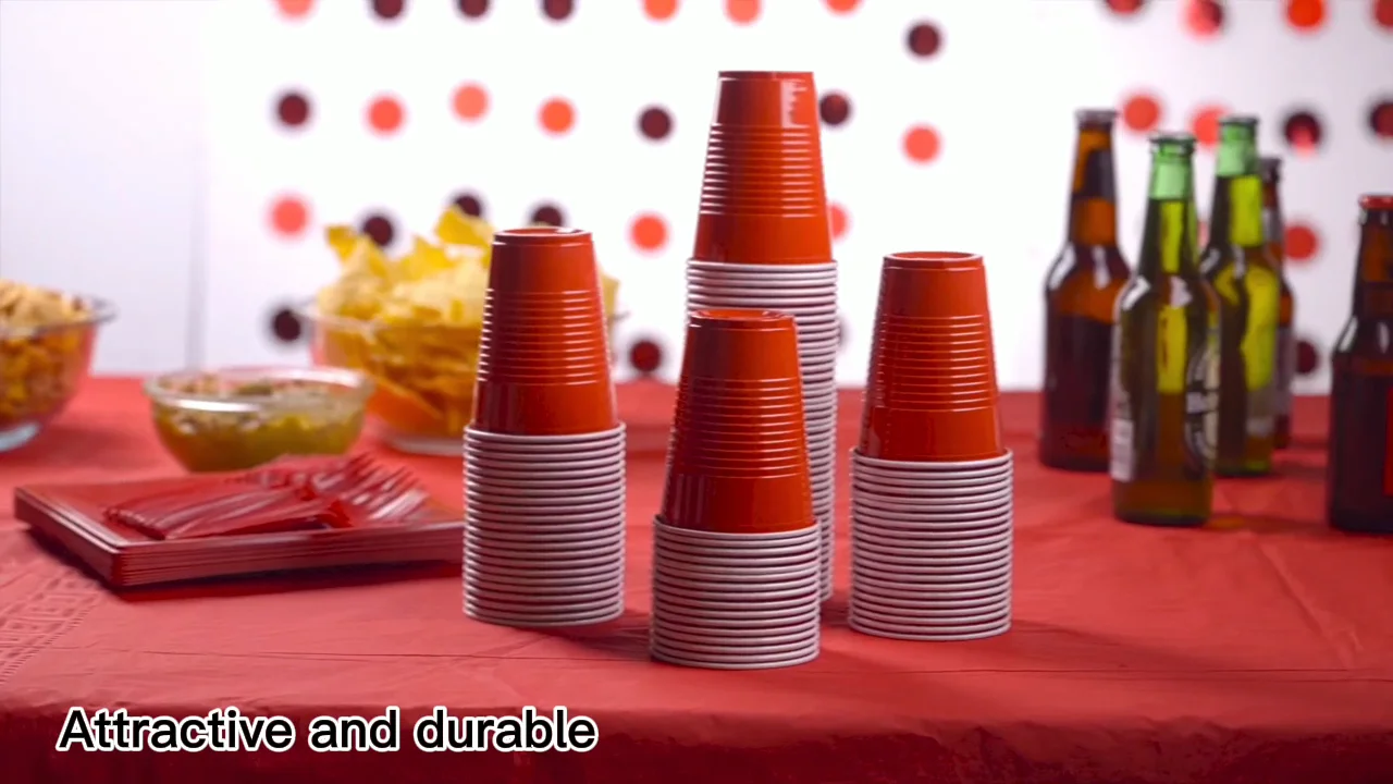 Red Disposable Plastic Party Red Cup 16oz 455ml Disposable Beer Pong Cups American Plastic 1431