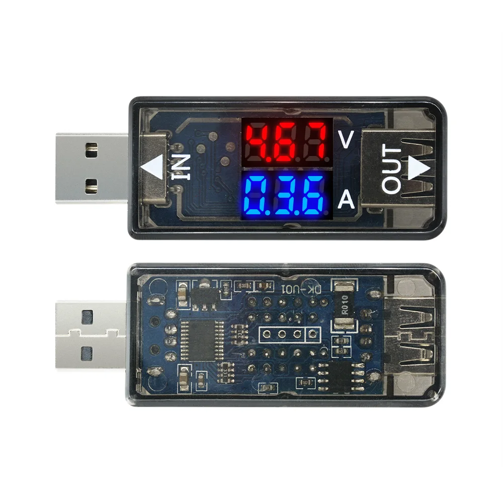 voltmètre numérique détecteur de tension de courant et de charge indicateur de courant Testeur USB à double affichage DC 