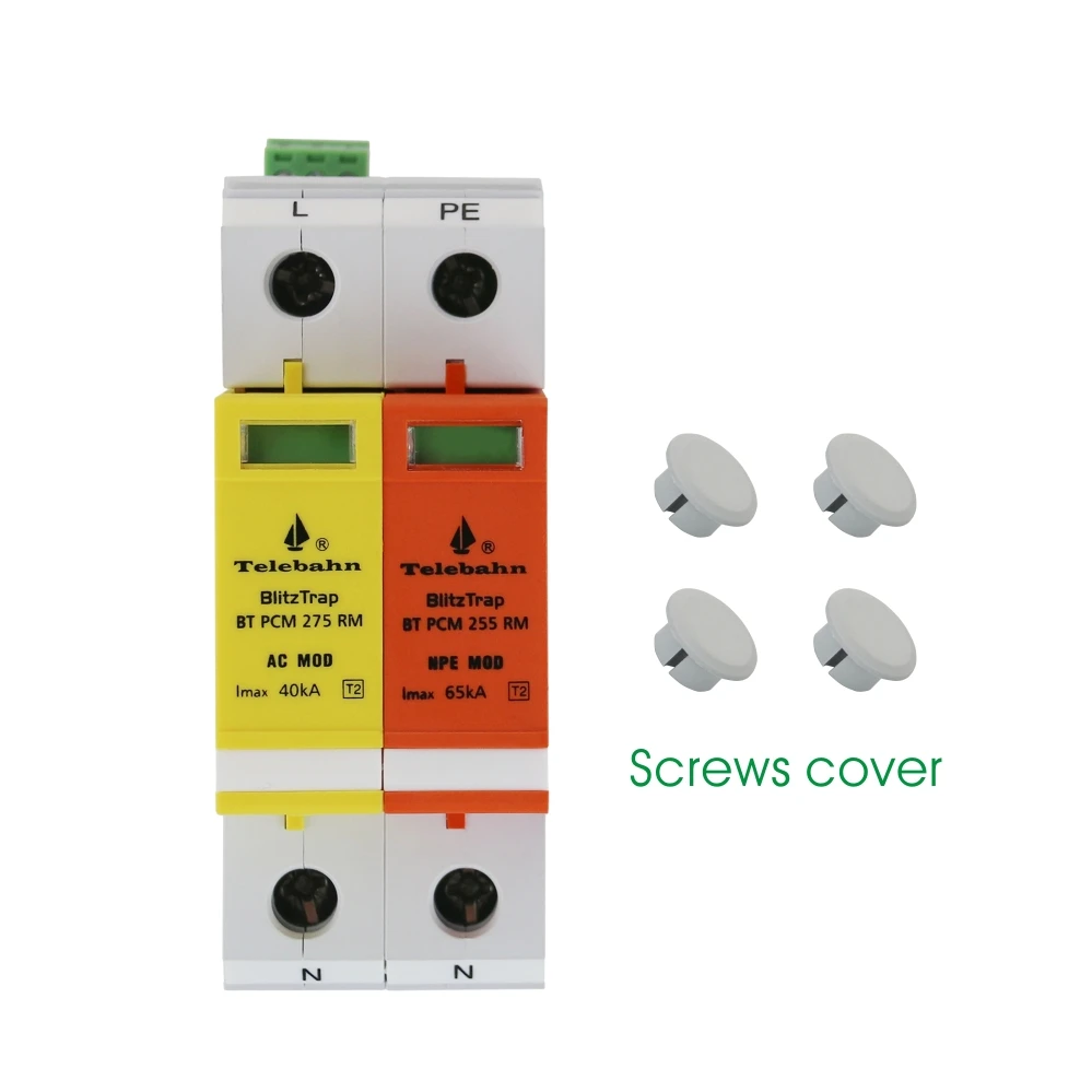 AC SPD Type 2 275V 20kA 40kA 1P+N House Low Voltage Single Phase Surge Protection Telebahn