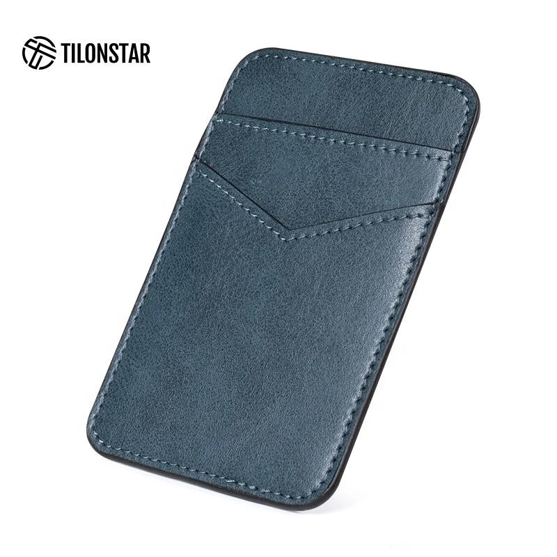 Guangzhou Bulk Cheap Custom Genuine Leather Mobile Phone Card Holder Stick on Wallets Cell Phone Wallet