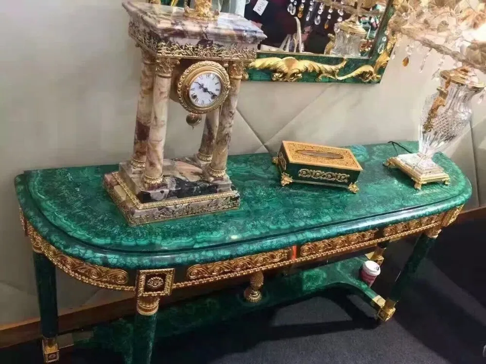 Malachite Green Marble Dining Table Top - Unique Luxury Design for