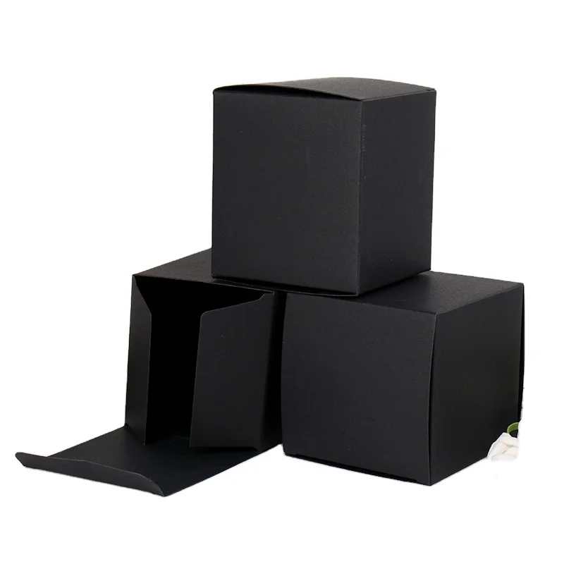 Black Plain Paper Folding Box Gift Box Candle Cosmetic Small Box Packaging