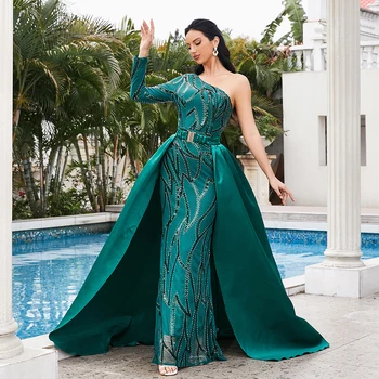 Missord Contrast Sequin One Shoulder Mermaid Hem Formal Dress With Skirt One Hand Evening Dresses Missord Contrast Sequin One Shoulder Mermaid Hem Formal Dress With Skirt One Hand Evening Dresses