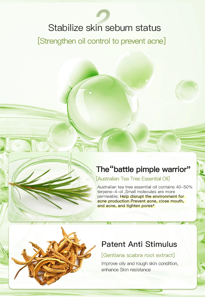 Wholesale Icesea Natural Australian Tea Tree Herbal Sheet Face Moisturizer Pimple Reduction Pore Cleansing Private Label Service(pic4)