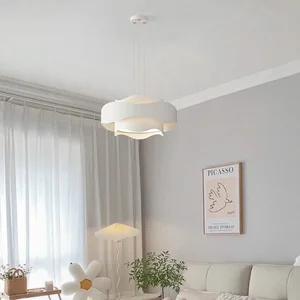 JACKSUN Modern Simple Cream Pendant Light Restaurant Pendant Lamp Minimalist Acrylic Master Bedroom Lamp for Living Room