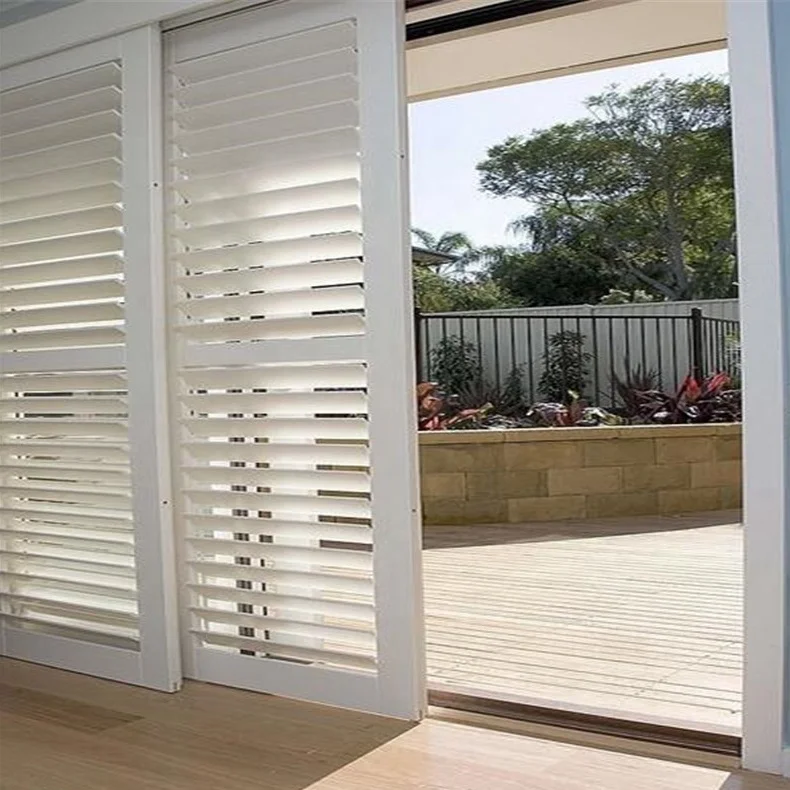 Factory Direct Custom Window Louver Plantation Shutters for Sliding Glass Doors