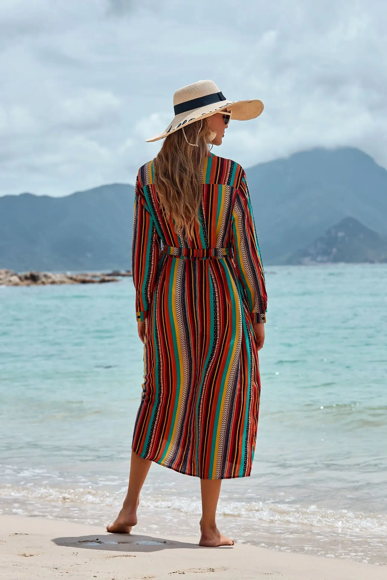 maxi beach shirt dress Organic Cotton Shirt Dress with Pockets | Relaxed Button-Down Maxi Dress -  Beach Coverup- Bohemian Shirt Dress main image 0