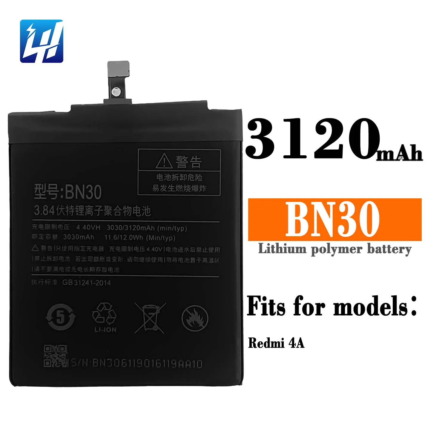 Baterai ponsel pengganti kapasitas asli BN30 untuk Xiaomi Redmi 4A 3120mAh