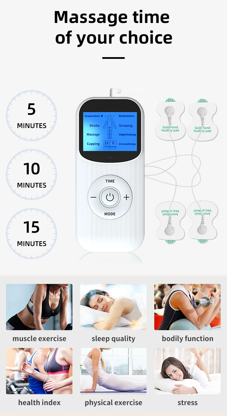 2025 Mini Deep Muscle Stimulator Massager 2 Channel 8 Mode 15 Intensity Gears OEM Tens Ems Unit for Body Neck Head Massage