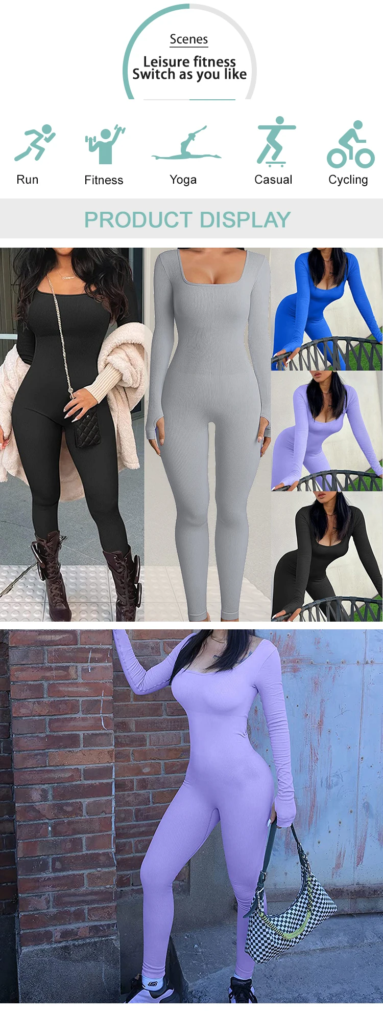 Women Gym Fitness Sportswear Bodysuit Comfortable And Breathable Rib