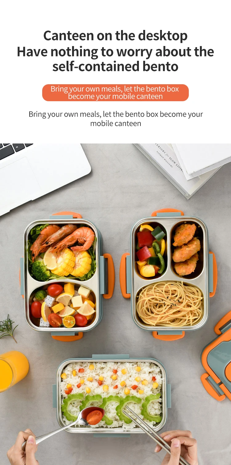 bento box 3 Piece Stackable Bento Box Adult Lunch Box with Cutlery -  Hot/Cold - Separates Ideal Portion Sizes -Dishwasher Safe - AliExpress