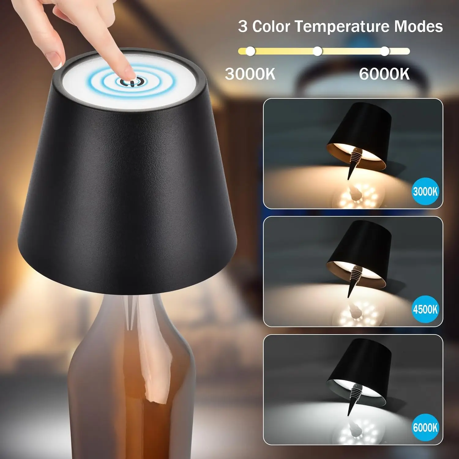 Decor Outdoor Touch Control Led Table Lamp Usb Charge Hotel Dining Wine Bottle Cordless Table Party Lighting Table Lamp