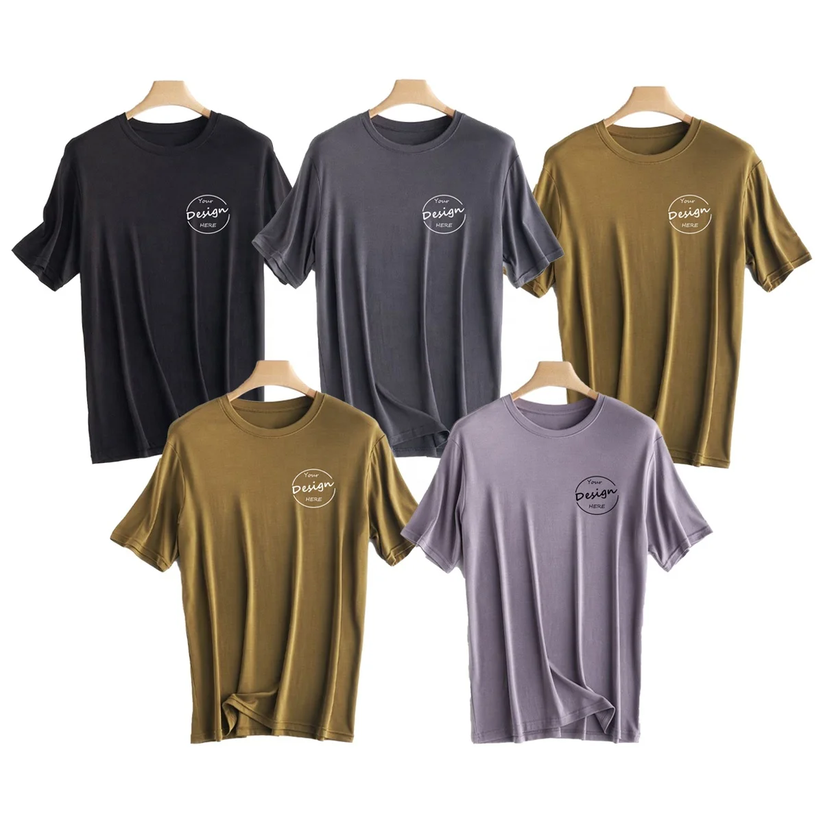 JL729B High Quality Summer Cool Modal T-Shirts Embroidery Men Loose Comfortable T-Shirt Modal Spandex Men