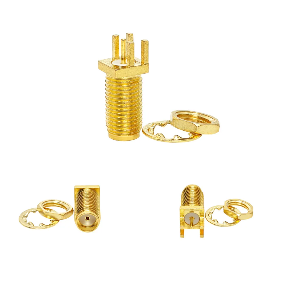 For SMA Female 50 Ohm Copper Terminator Bulkhead Straight Jack Edge Mount RF Connector for PCB