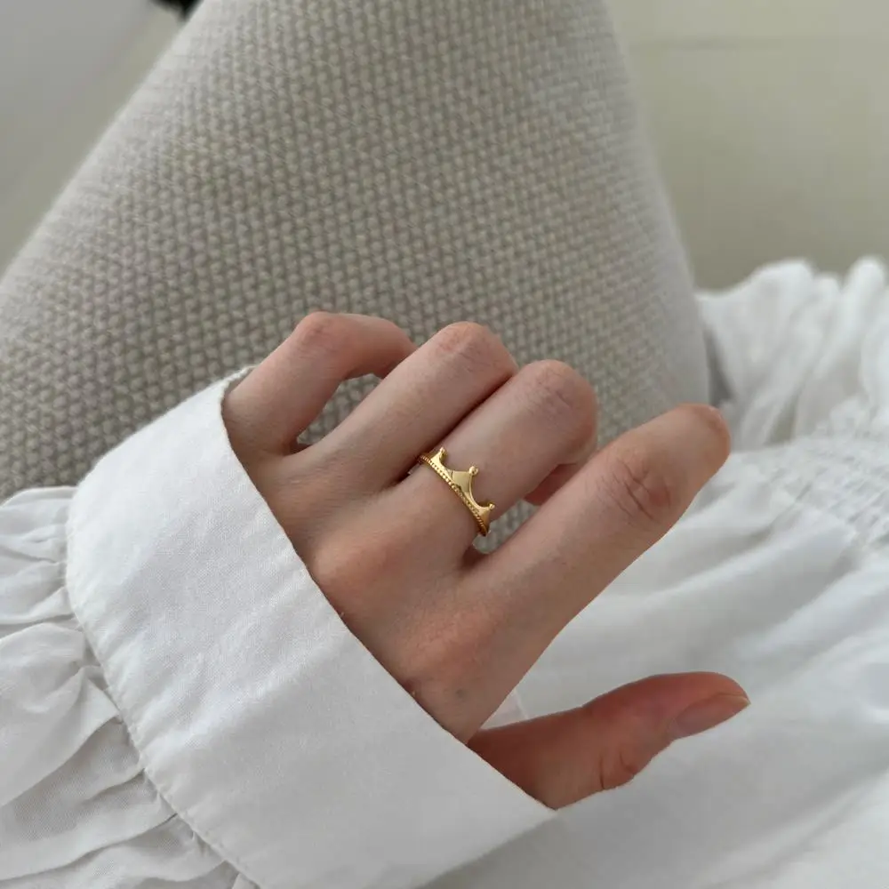 KAKODIY New Design Open Adjustable Promise Ring Wedding 925 Sterling Silver King Crown Ring detail 4