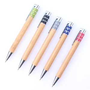 Personalized Bamboo Wooden Sustainable Retractable Ballpoint Pen With Custom Engraved Logo Recycled Printing for Gift