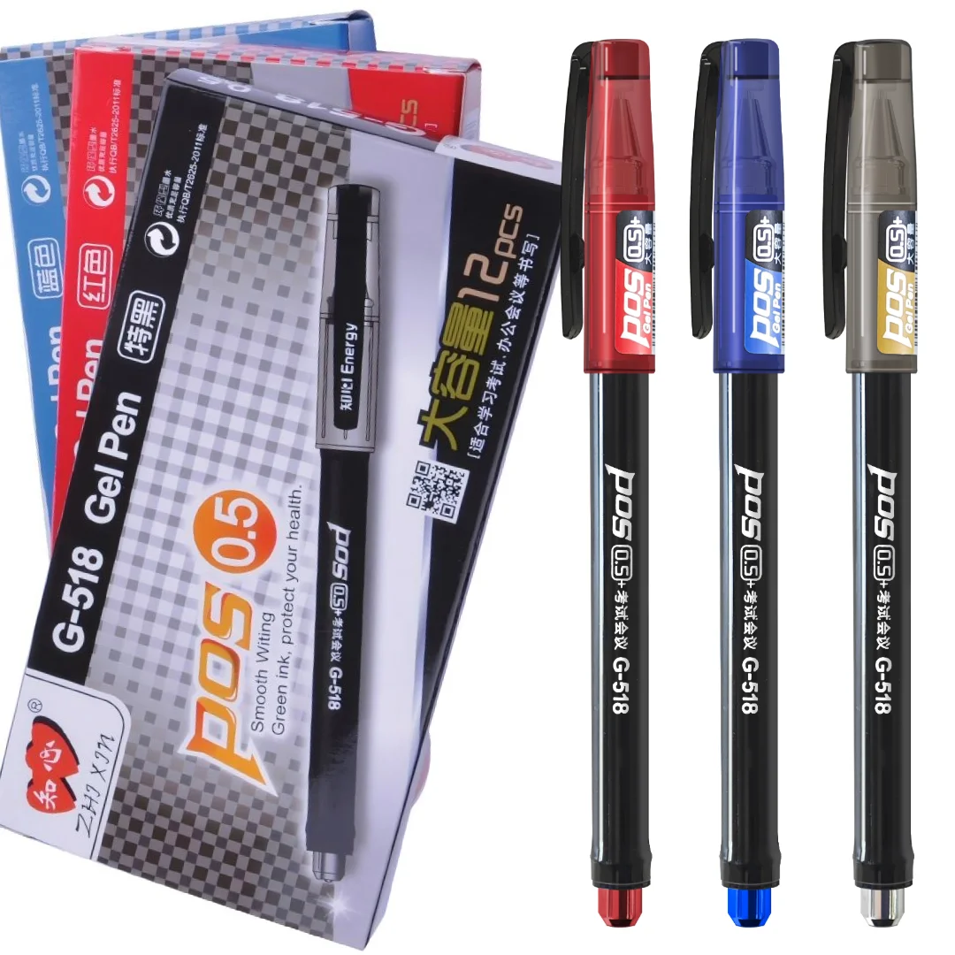 Factory Pos 518 Pen Zhixin Brand Gel Pen Plastic Jumbo Ink Pens High  Quality Competitive Price
