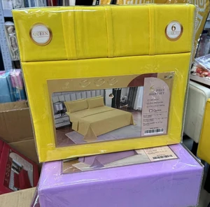 Luxury Queen Size Cotton 6-Piece Bed Sheets Set Wholesale Bedding Includes Flat Sheet & Pillowcases