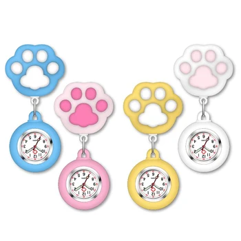Wholesale New Design for 2024 Cute Rubber Clip-on Fob Pocket Watches Analog Quartz Movt Easy Read Dial Breast Doctor Nurse Watch