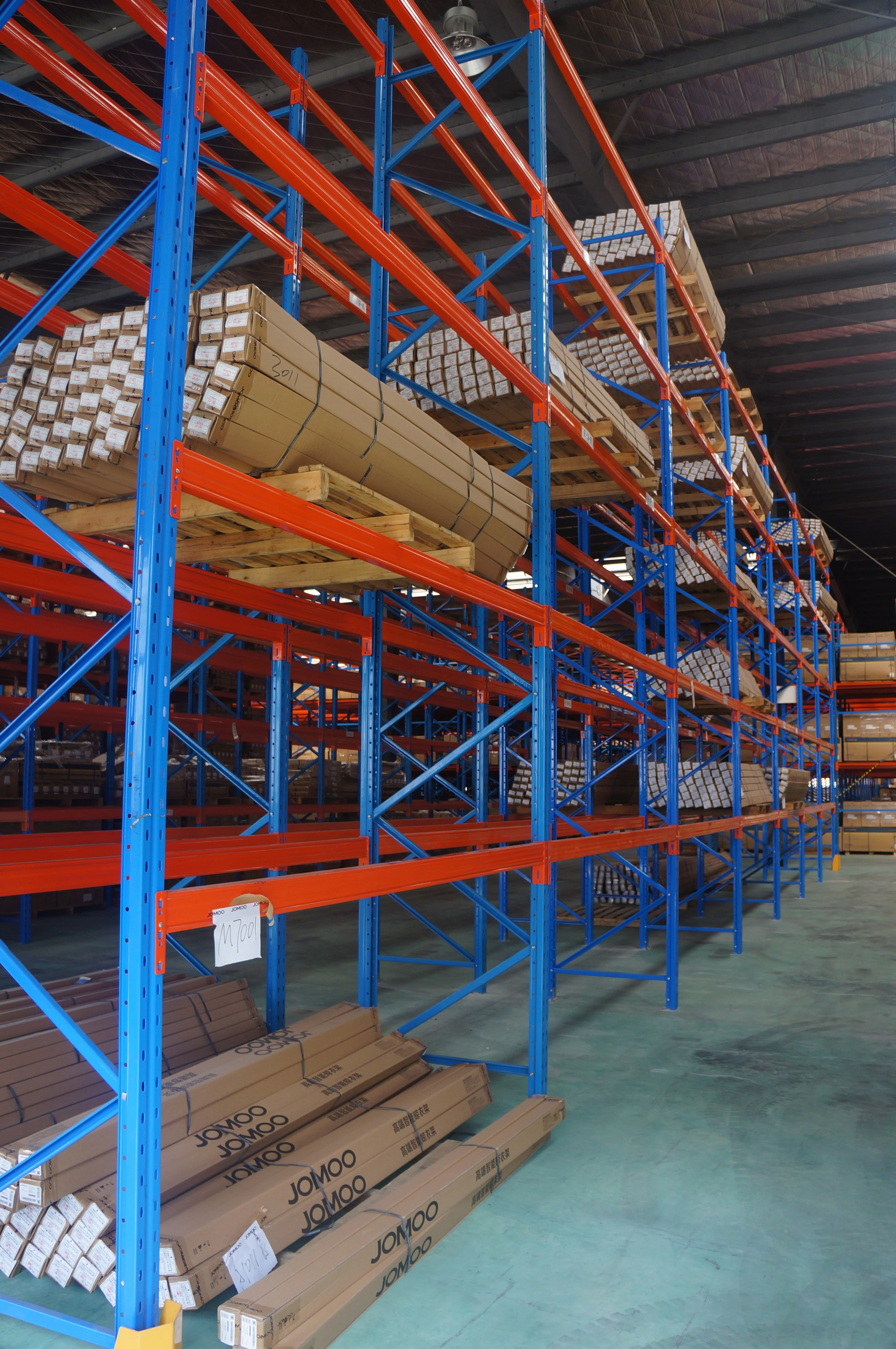 Heavy Store Rack Stackable Pallet Blue and Orange Pallet Racking