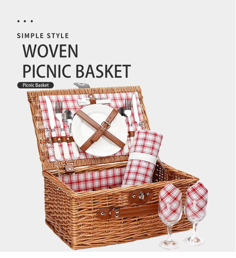 Cheap Picnic Basket Willow Wicker Rattan Woven Picnic Basket Wholesale