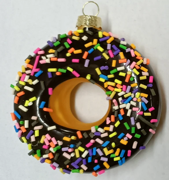 Wholesale Custom Cute Simulated Donuts Glass  Christmas Tree Decorative Hanging Pendant High Quality Hand Painted Food details