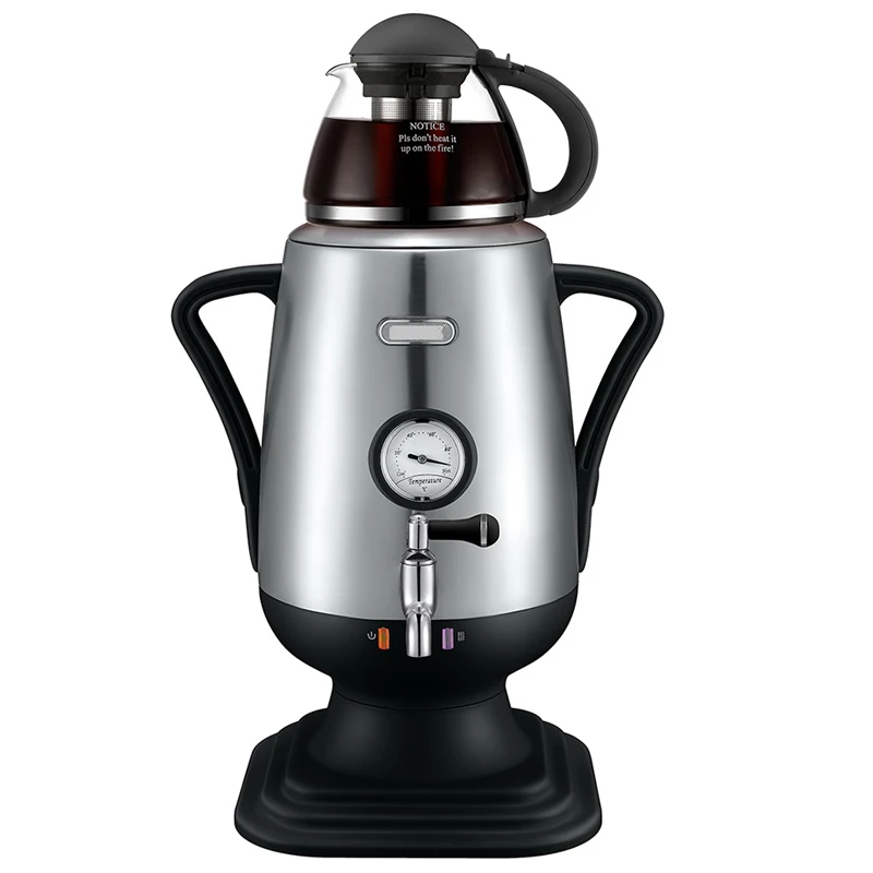 3.2L Electric Samovar, SS and Black with Glass Teapot