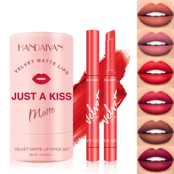 8Pcs Waterproof Matte Velvet Lipstick 8 Colors Long Lasting Red Pink Lipsticks Non Stick Nude Series Lip Tint Cosmetic Makeup