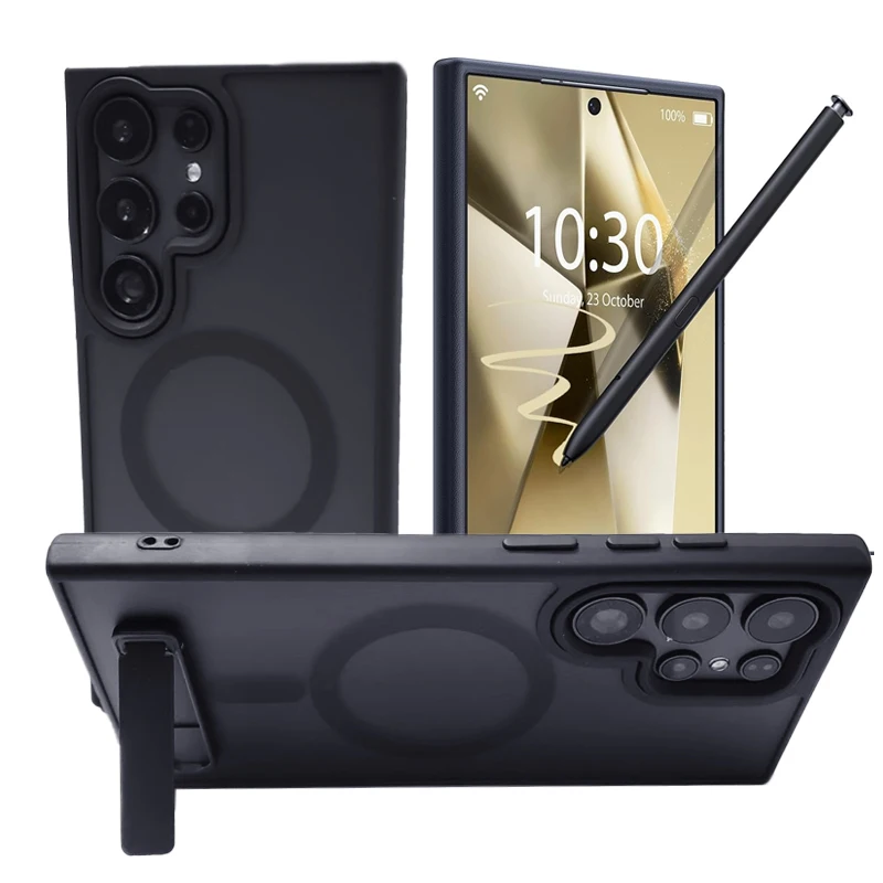 Capa Magnética Fosca com Suporte de Apoio Embutido para Samsung Galaxy Séries S22 a S25 Ultra