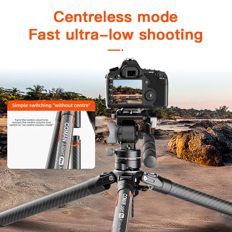 COMAN Light H Pro Professional Mobile Carbon Fiber Lightweight High Quality Portable Tripod for Camera
