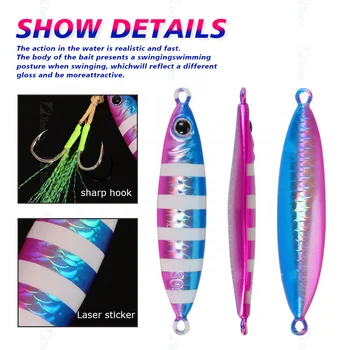 CHEERY Saltwater Fishing Lure 30g 40g 60g 80g Lead Fish Metal Slow Jig Lure Shore Offshore Saltwater Slow Fall Jigging Bait – Metal Jig – view 4