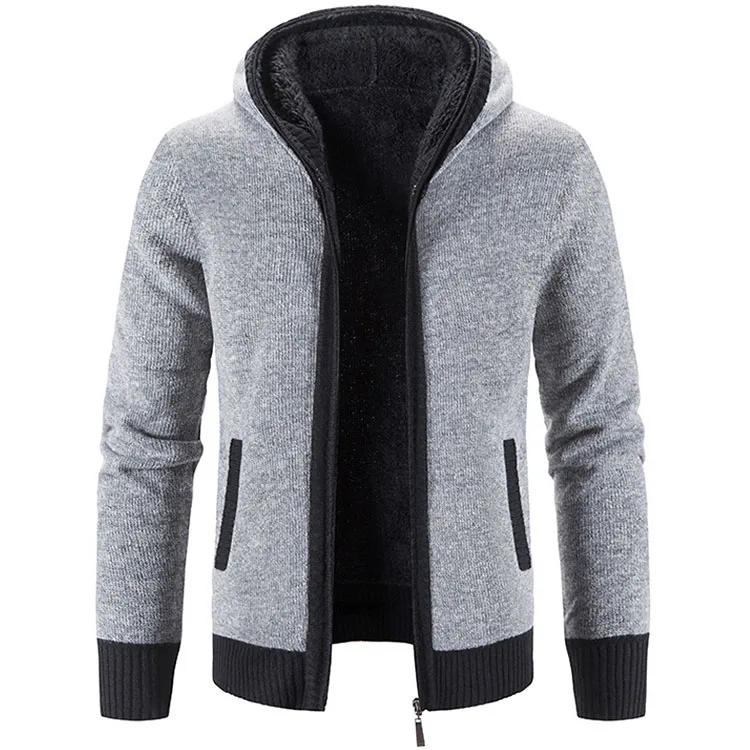Custom Wholesale 2022 Men Plain Blank Cardigan Sweater With Hood - Buy ...