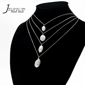 Wholesale Luxury 925 Sterling Silver Fashion Jewelry Pendants & Charms Chain Wedding Baroque Pearl Choker Necklace for Women