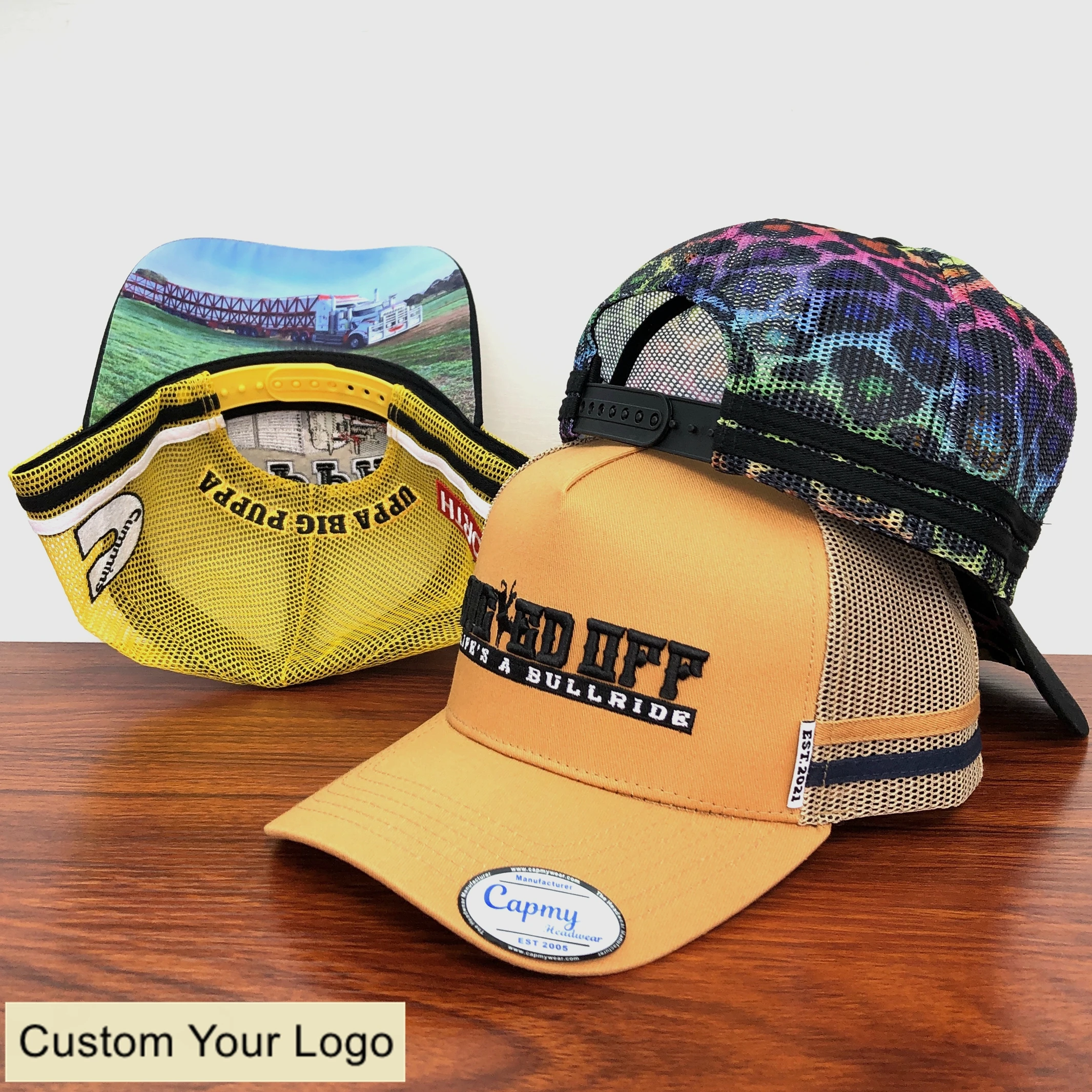 Custom Overseas Cap Panel Embroidery Logo Trucker Hat