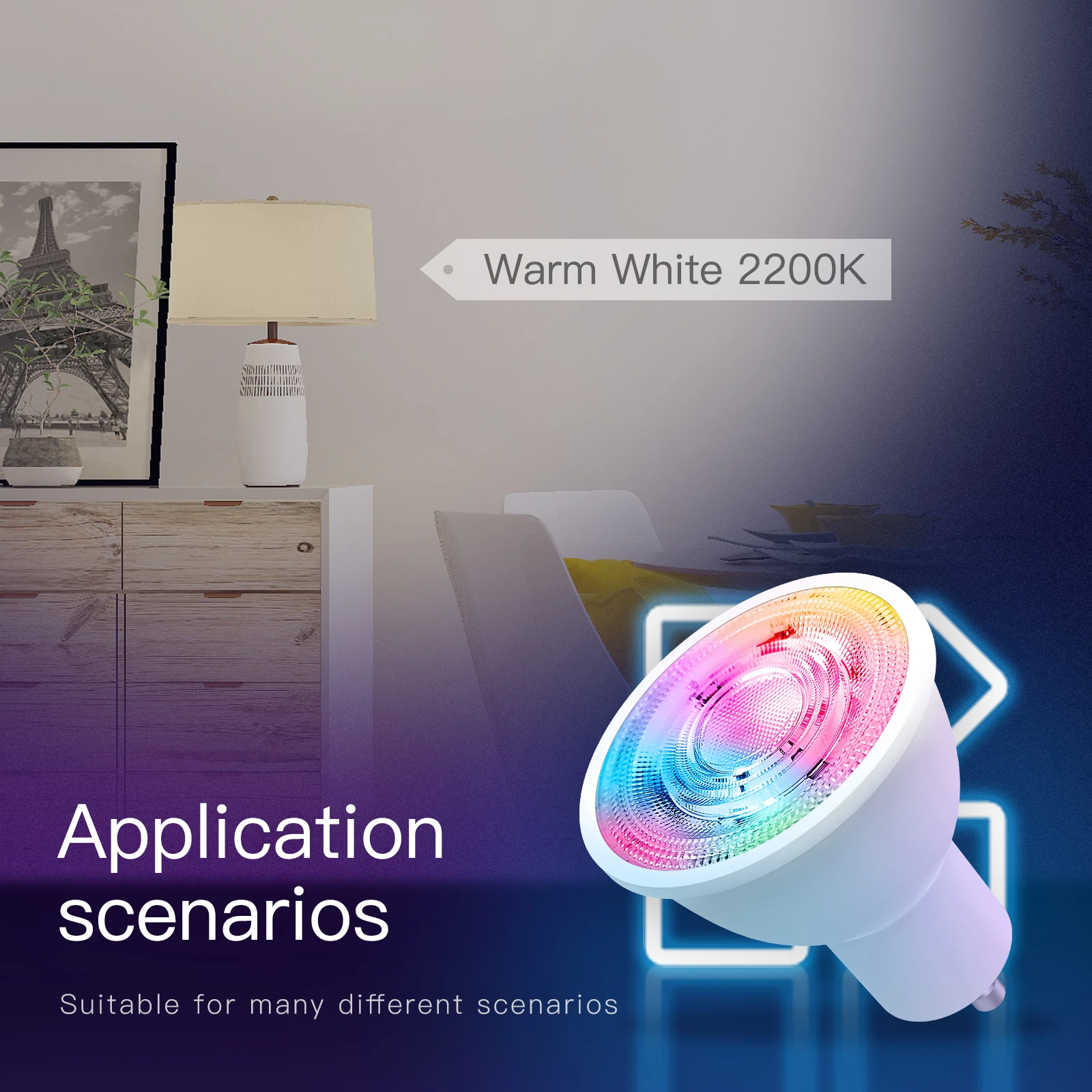 Faretto Incasso SMART WiFi 5W GU10 - RGBW, IP65, Controllo Vocale, Per Bagno E Doccia