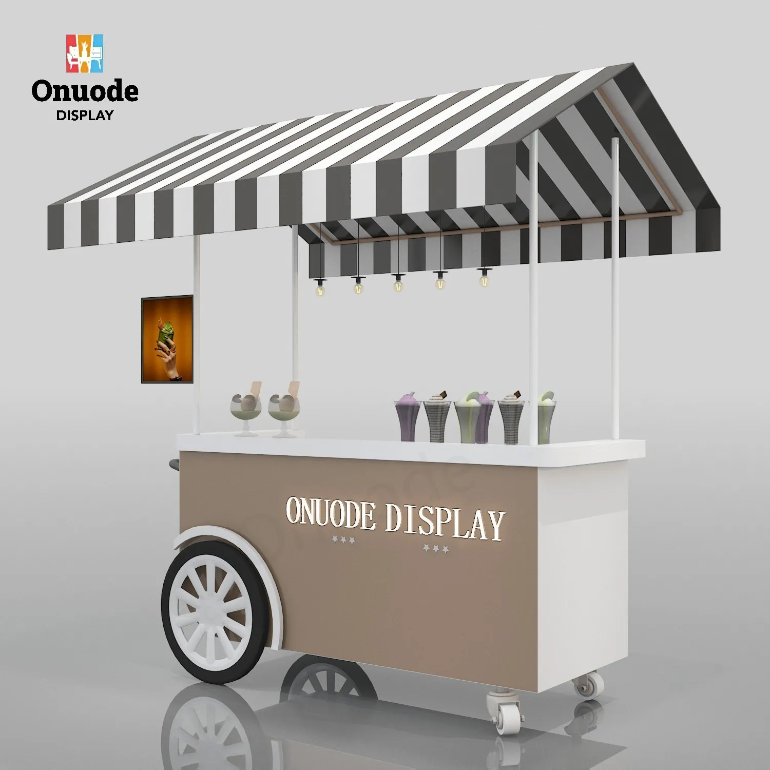 Customized Mini Mobile Outdoor Street Snack Fast Food Trailer New Style Hand Push Commercial Sale Food Cart