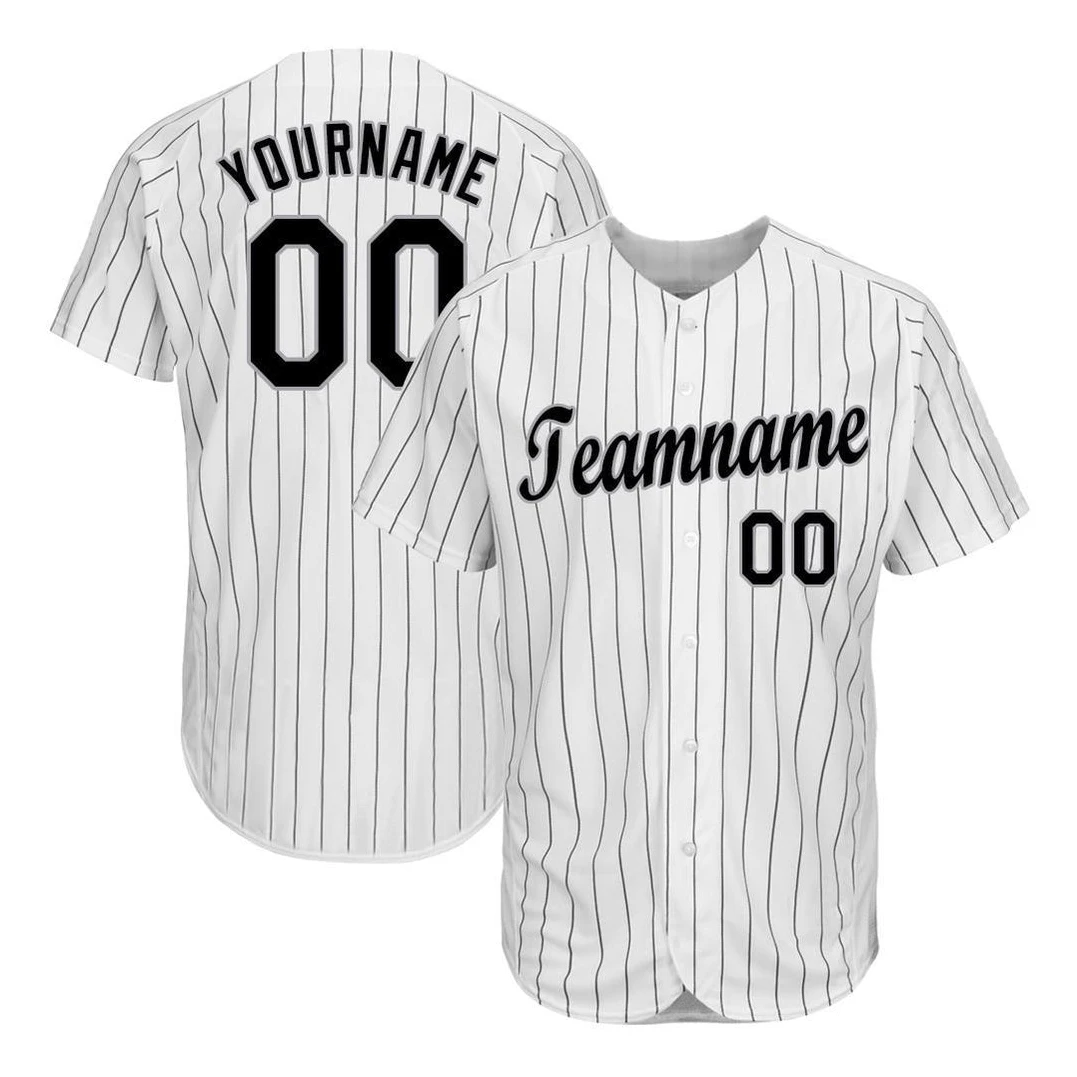 Wholesale White Black-Piping Sublimation Unisex Baseball Jersey (8