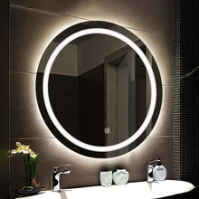 Wholesale High End Round Wall Mounted Mirror Silver Modern Bath Led Smart Bathroom Vanity Mirror With Light