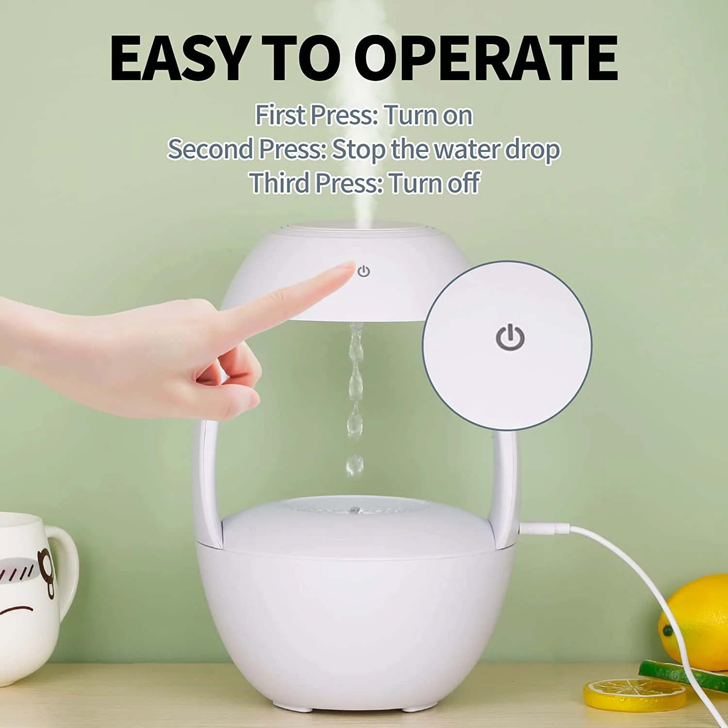 Anti Gravity Water Drop Aroma Diffuser Single Arm New Design Anti-gravity Air Humidifier Yoga Diffuser