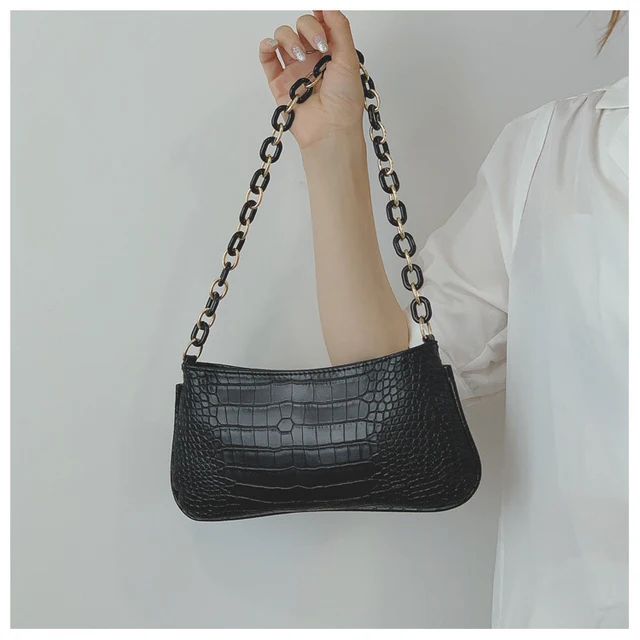 2021 Luxury Crocodile Pattern Crossbody Bags Mini PU Leather Shoulder Bag Women Chain Designer Armpit Bags Female Phone Handbags - Image 4