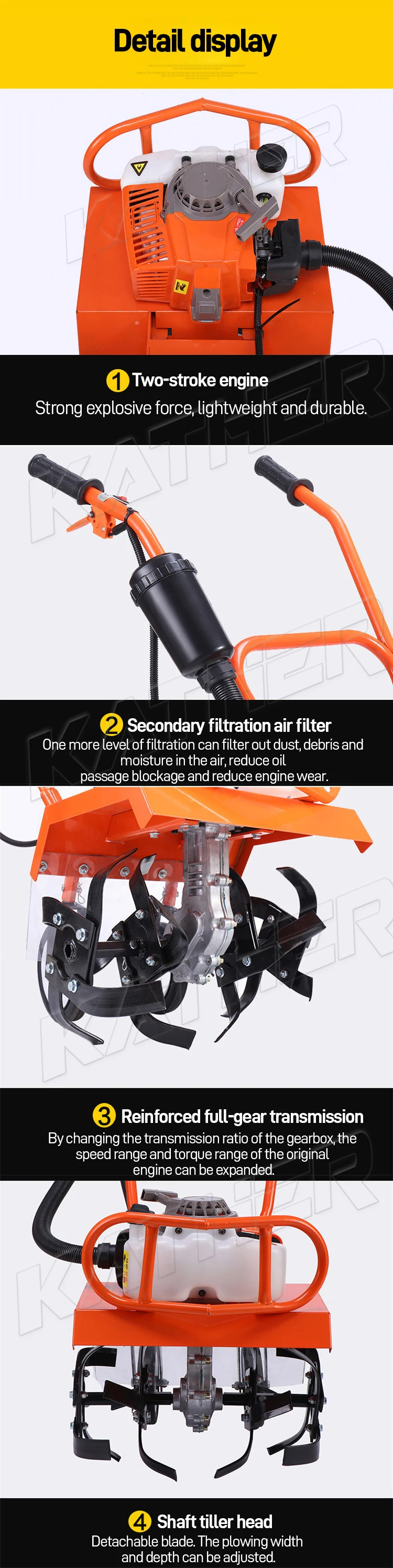 4 stroke power tiller weeder portable garden mini rotary tiller cultivator gasoline agriculture machine farm soil cultivator-15