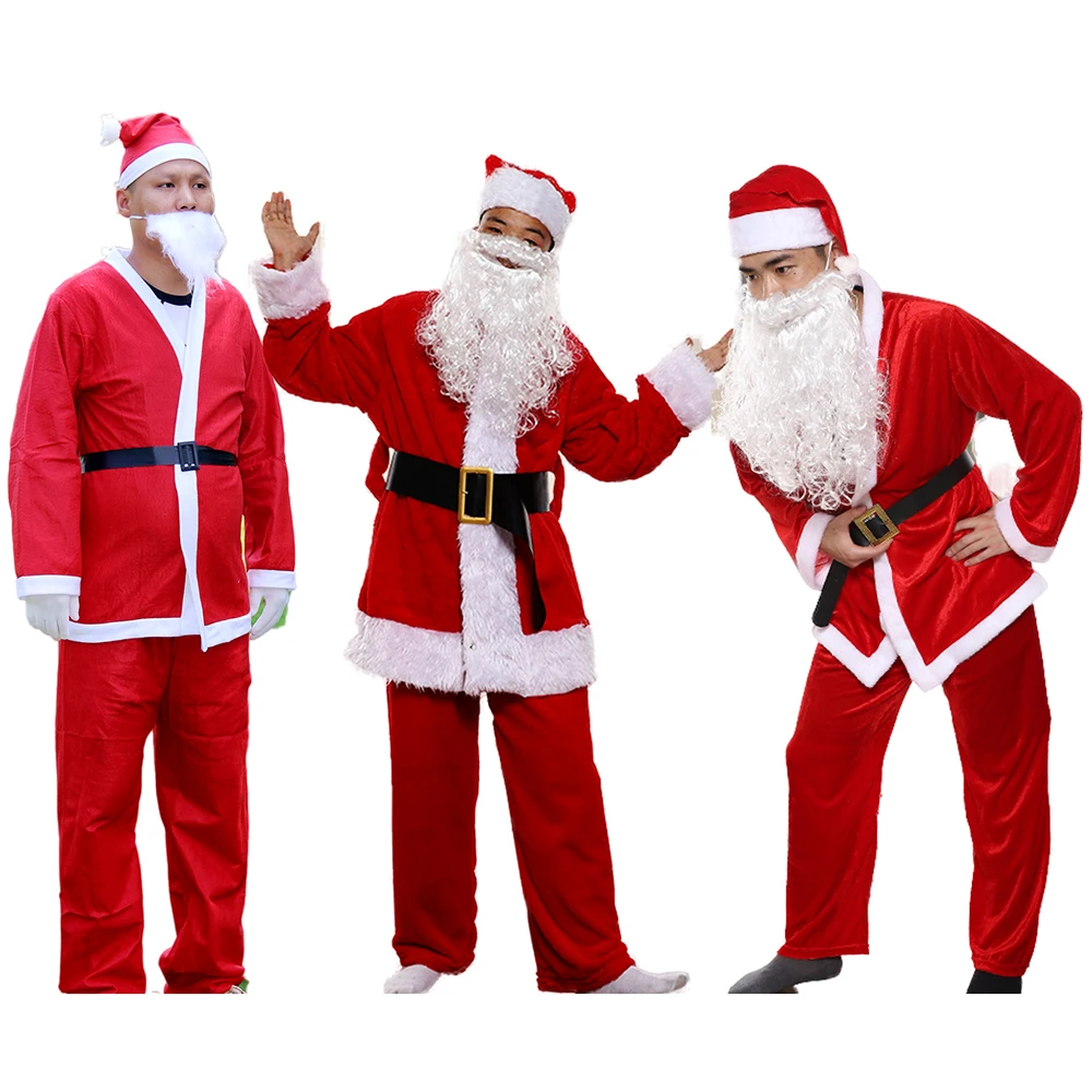 Wholesale Custom Velvet Christmas Uniform Men Blue Red Felt Children Santa  Outfits Santa Claus Costume Santa Suits for Adults
