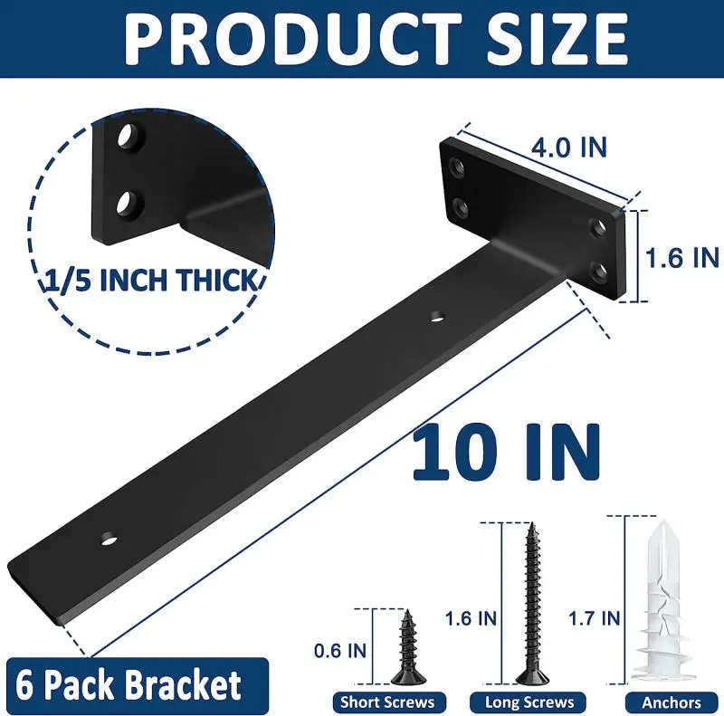 10inch Floating Shelf Brackets,Heavy Duty Cast Iron Shelves Brackets,1/